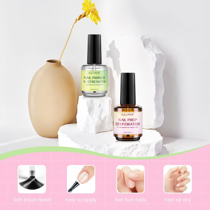 سولمار مجموعة سولمار لتحضير الأظافر، مزيل للرطوبة، وبرايمر للأظافر، بقوة فائقة (15 مل)، برايمر ومزيل للرطوبة للأظافر الأكريليك، مجموعة العناية بالوصلات مع زيت للجلد المحيط بالأظافر ومقوي. - Image 3